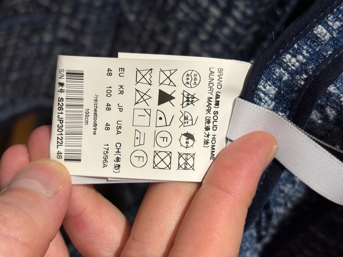 솔리드옴므 26SS 블루 트위드 자켓 48 (풀 구성품) 상품이미지5