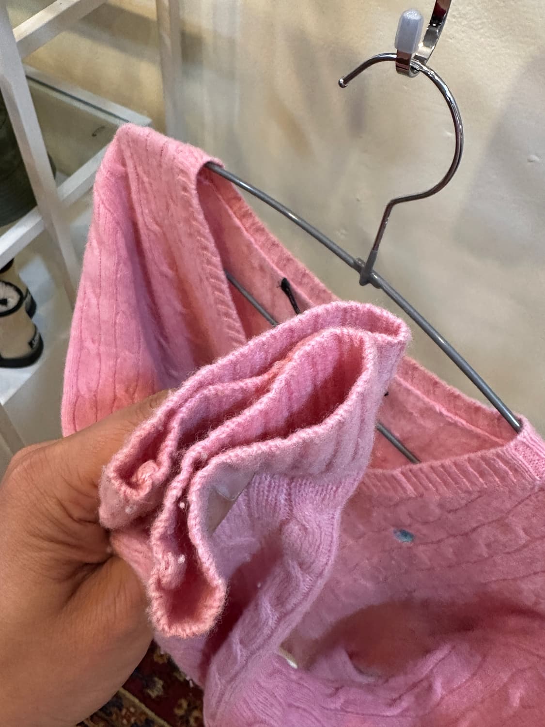 폴로 랄프로렌 케이블 니트 브이넥 스웨터 핑크 M 상품이미지6