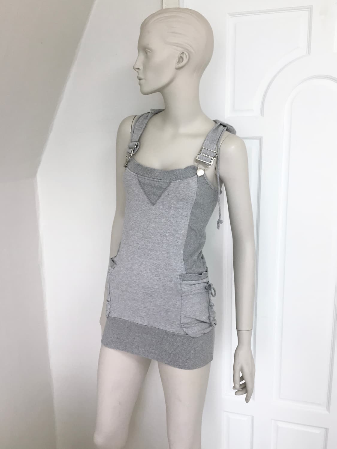 Gray suspenders hoodie dress 상품이미지4