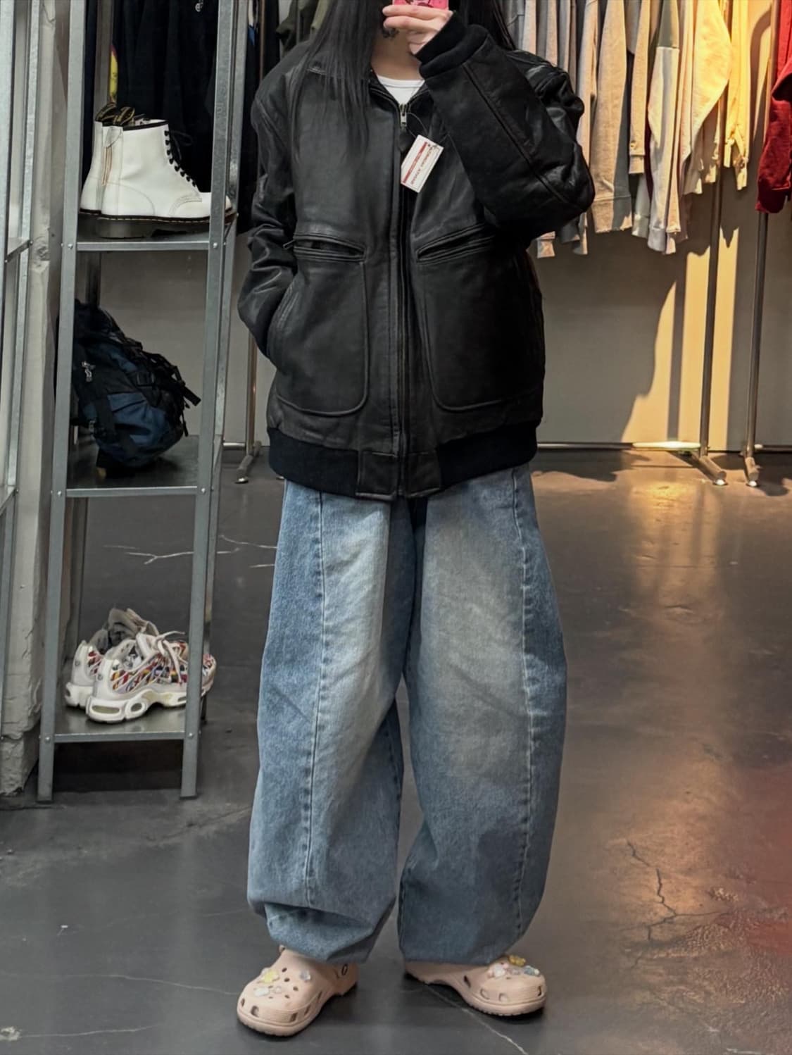 빈티지 블랙 가죽 자켓 A3198 상품이미지1