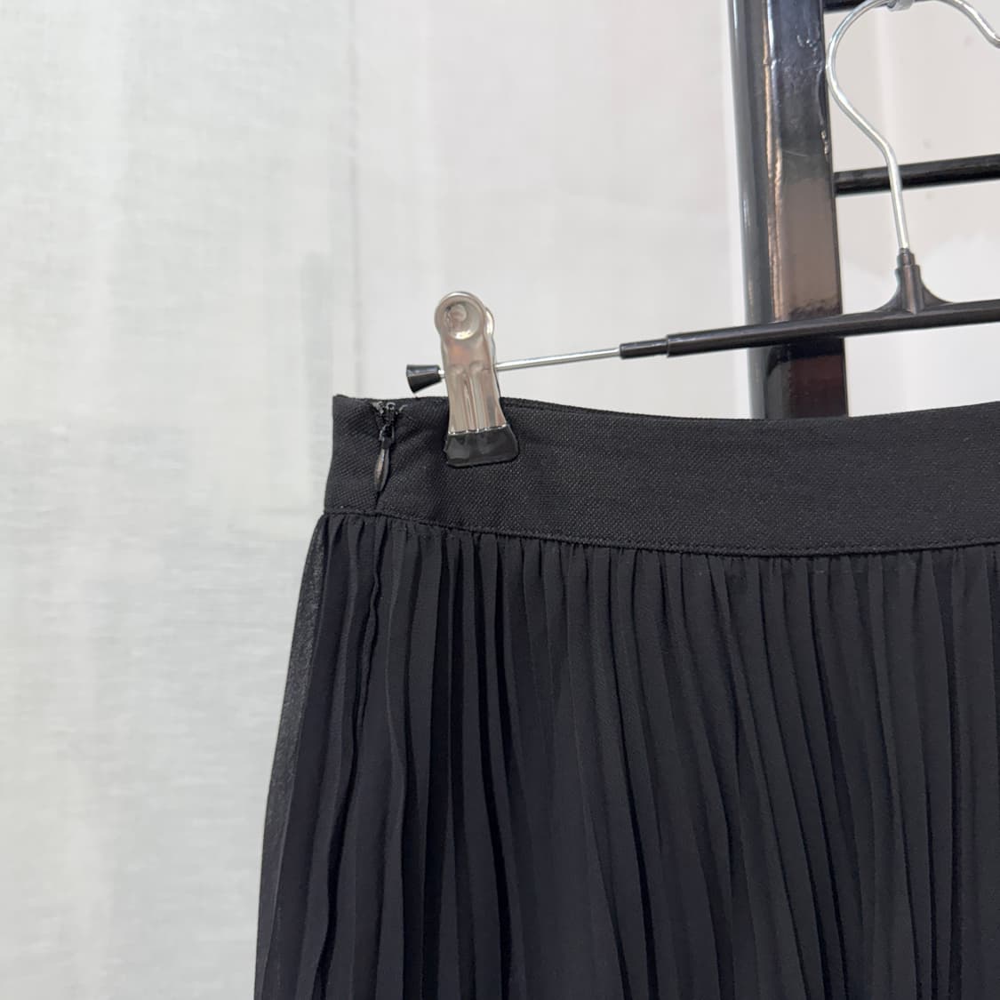LIST 쉬폰 블랙 플리츠 주름 미디스커트 치마 4462 상품이미지3