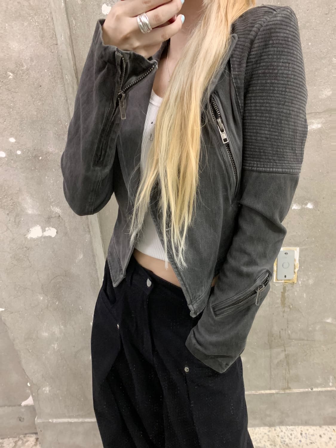 Diesel 디젤 챠콜 코튼 라이더 자켓  상품이미지1