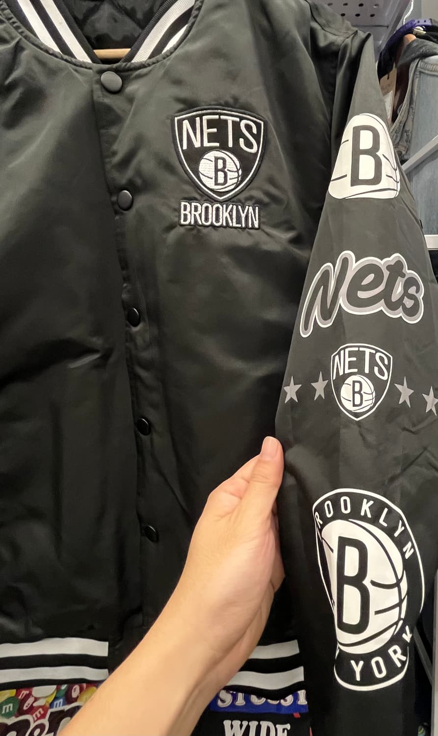 (새상품) Nba 브루클린 네츠 스타디움 자켓 블랙 상품이미지5