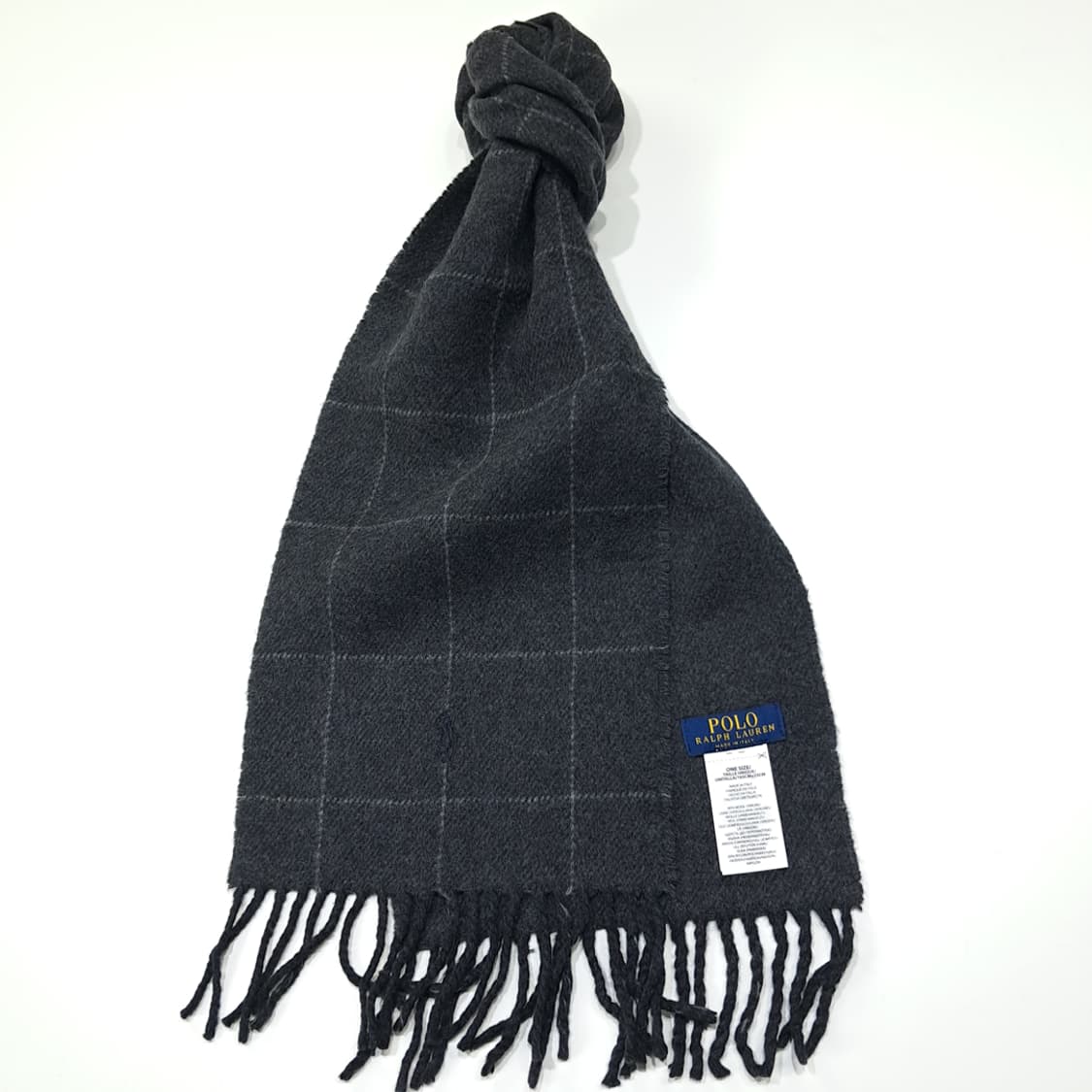MX465 폴로 이태리판 버진울 윈도우페인 차콜 머플러 목도리 상품이미지2