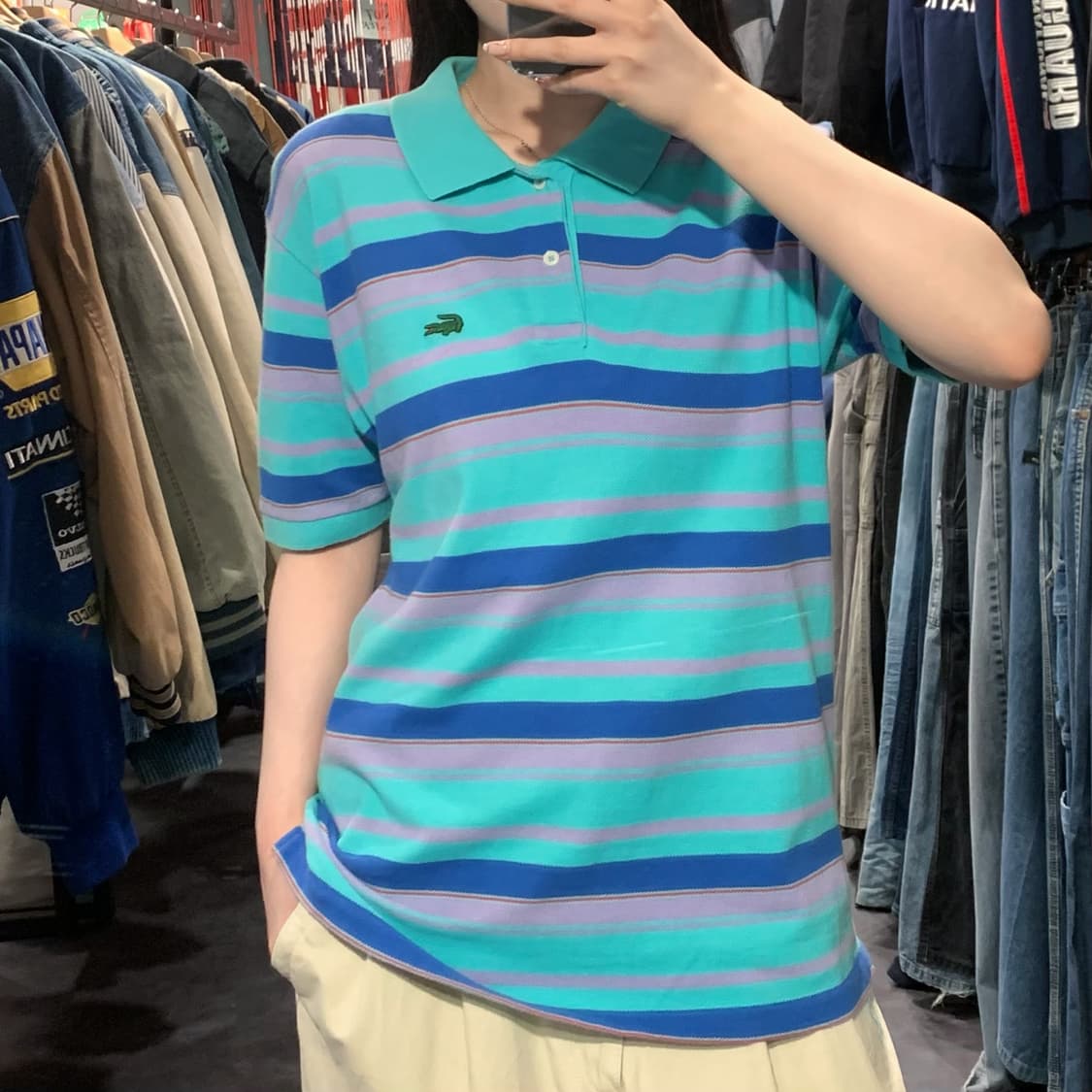 [IM] 라코스테 스트라이프 반팔 피케 셔츠 민트 상품이미지2