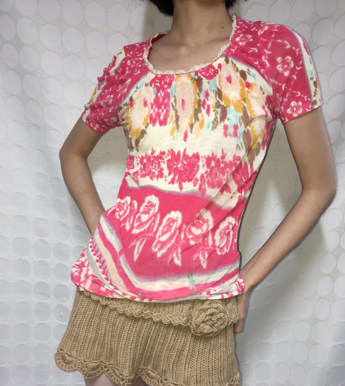 blumarine 레이스 플라워 니트 반팔 상품이미지4