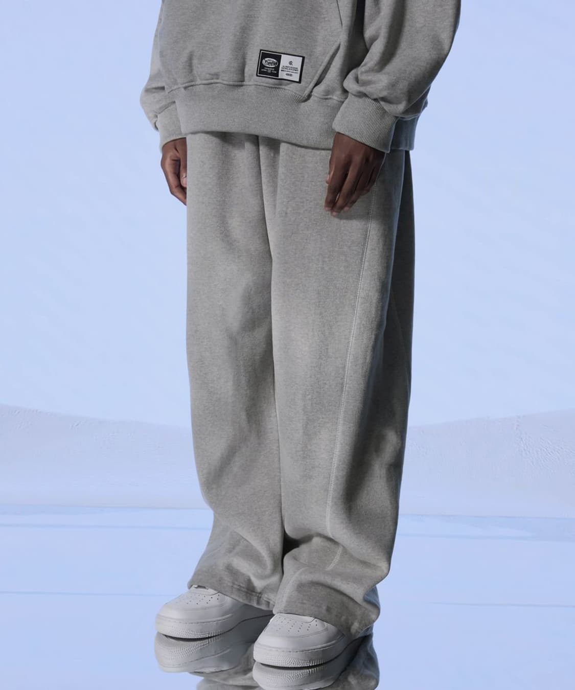 크럼프 스티치 와이드 스웨트 팬츠 메란지 XL 상품이미지2