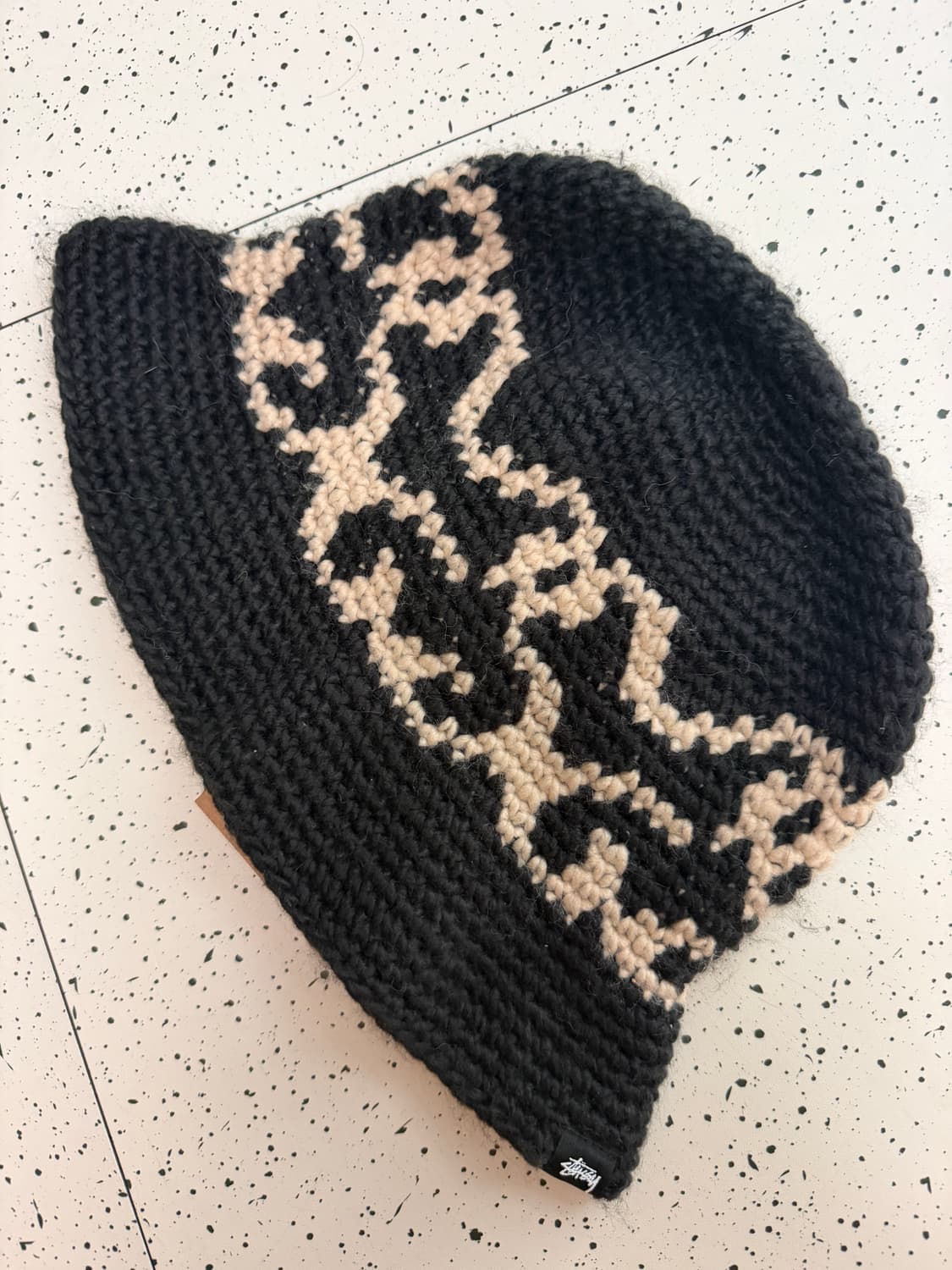 새제품 스투시 SS 니트 버킷햇 블랙 상품이미지1