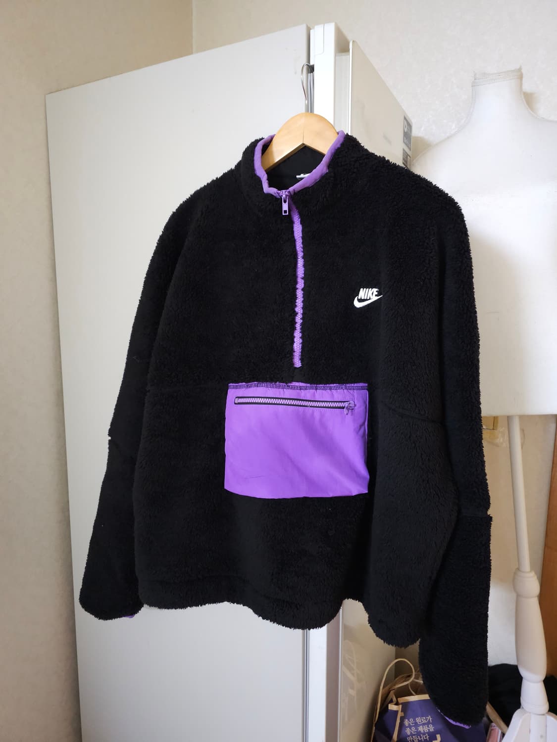 나이키 블랙 퍼 플리스 아노락 상품이미지2