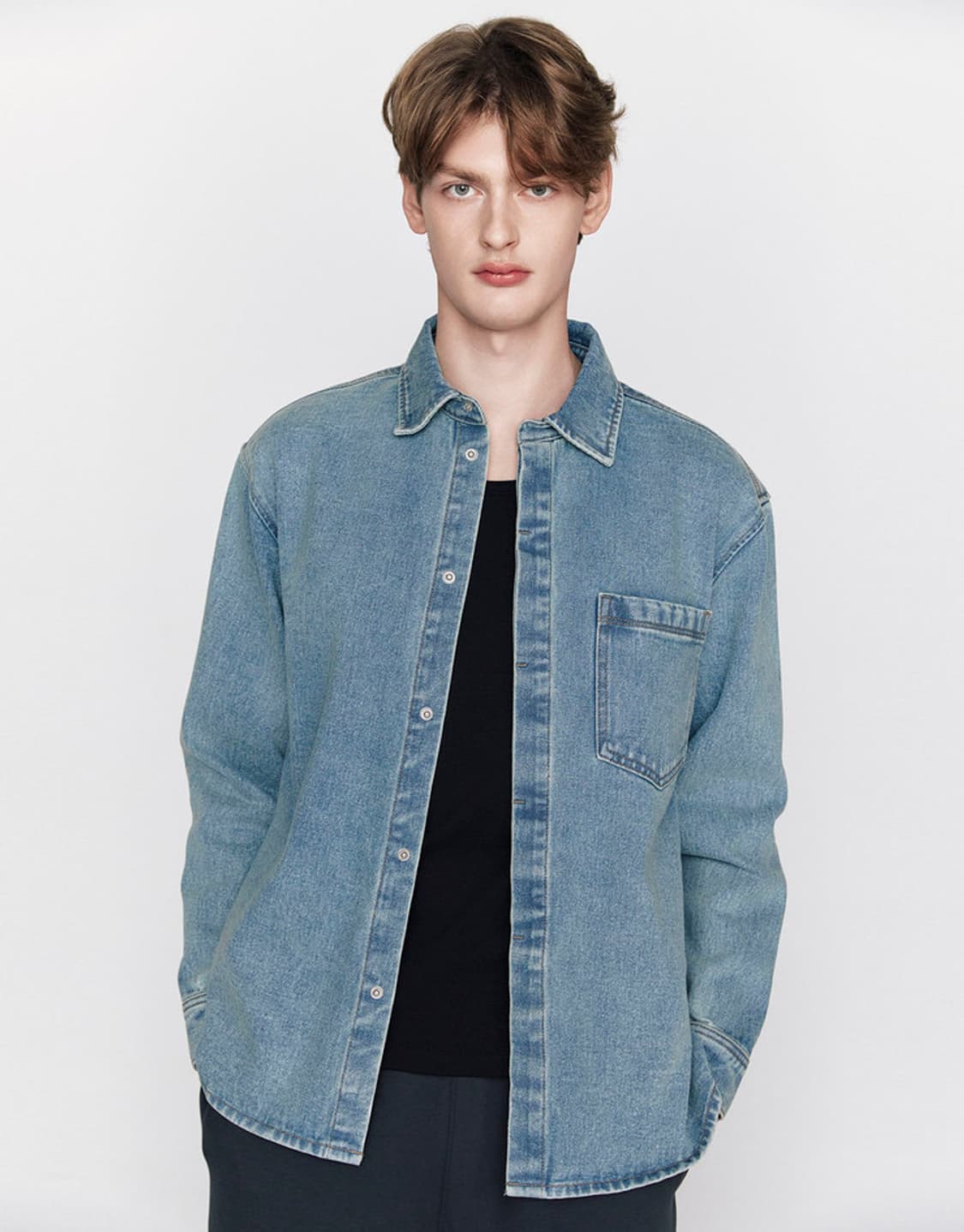 지오다노 코튼 데님 스냅 셔츠 L (새제품) 상품이미지1
