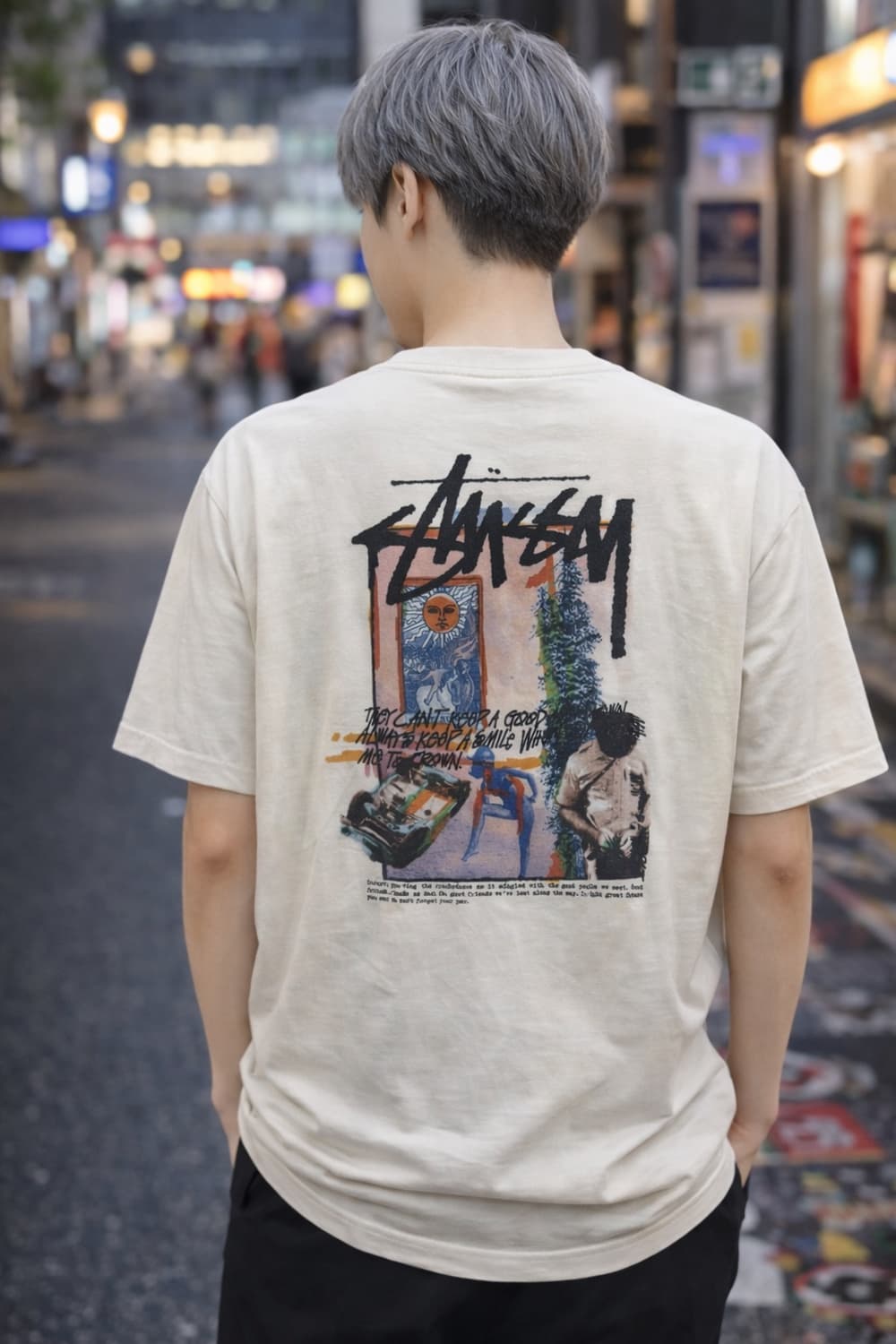 🧢 Stüssy 스투시 DNA 피그먼트 그래픽 티셔츠 (오프화이트) 상품이미지1