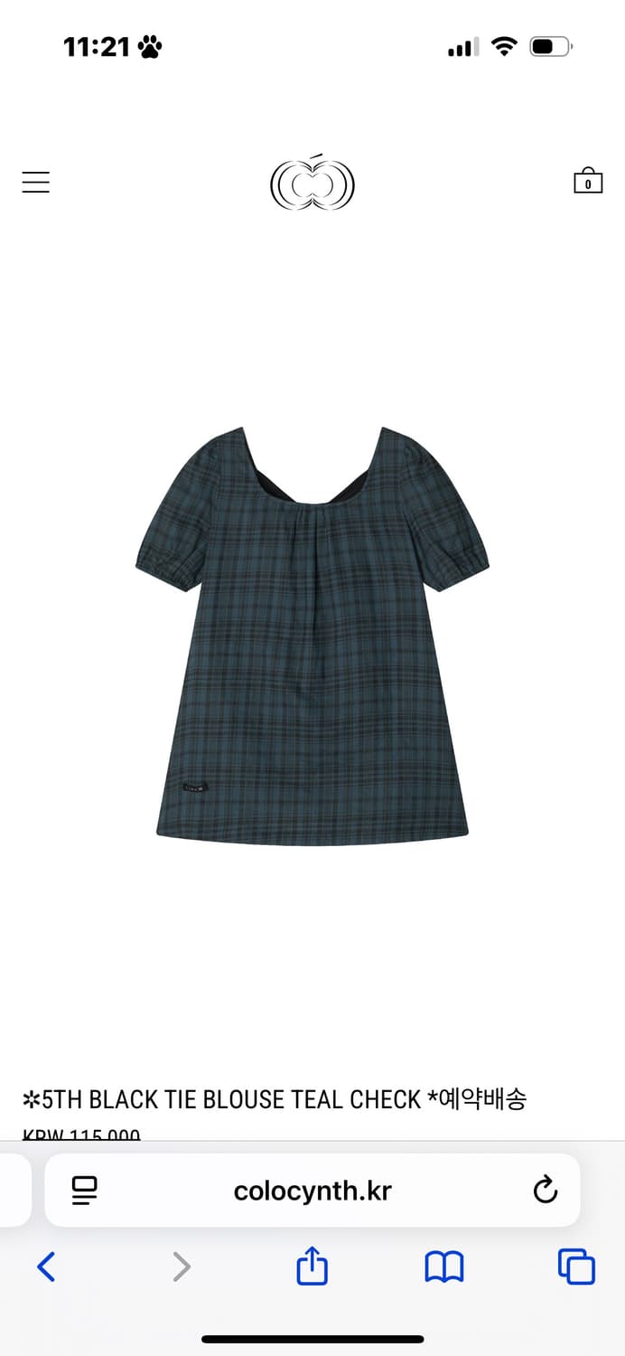 콜로신스 BLACK TIE BLOUSE TEAL CHECK 상품이미지1