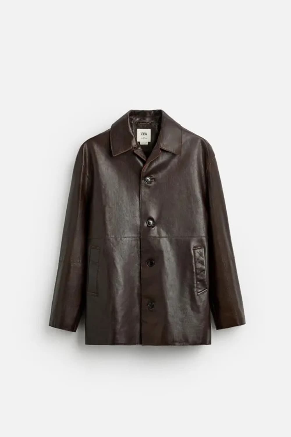 자라 리미티드에디션 레더 카코트 자켓 브라운 90s 아카이브 상품이미지3