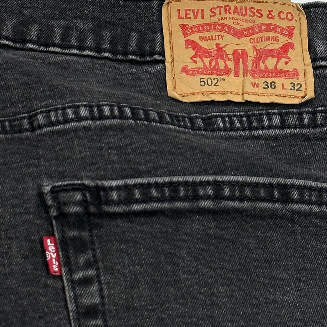 리바이스 502 오리지널 흑청 블랙진 데님 팬츠 (36인치) 상품이미지7