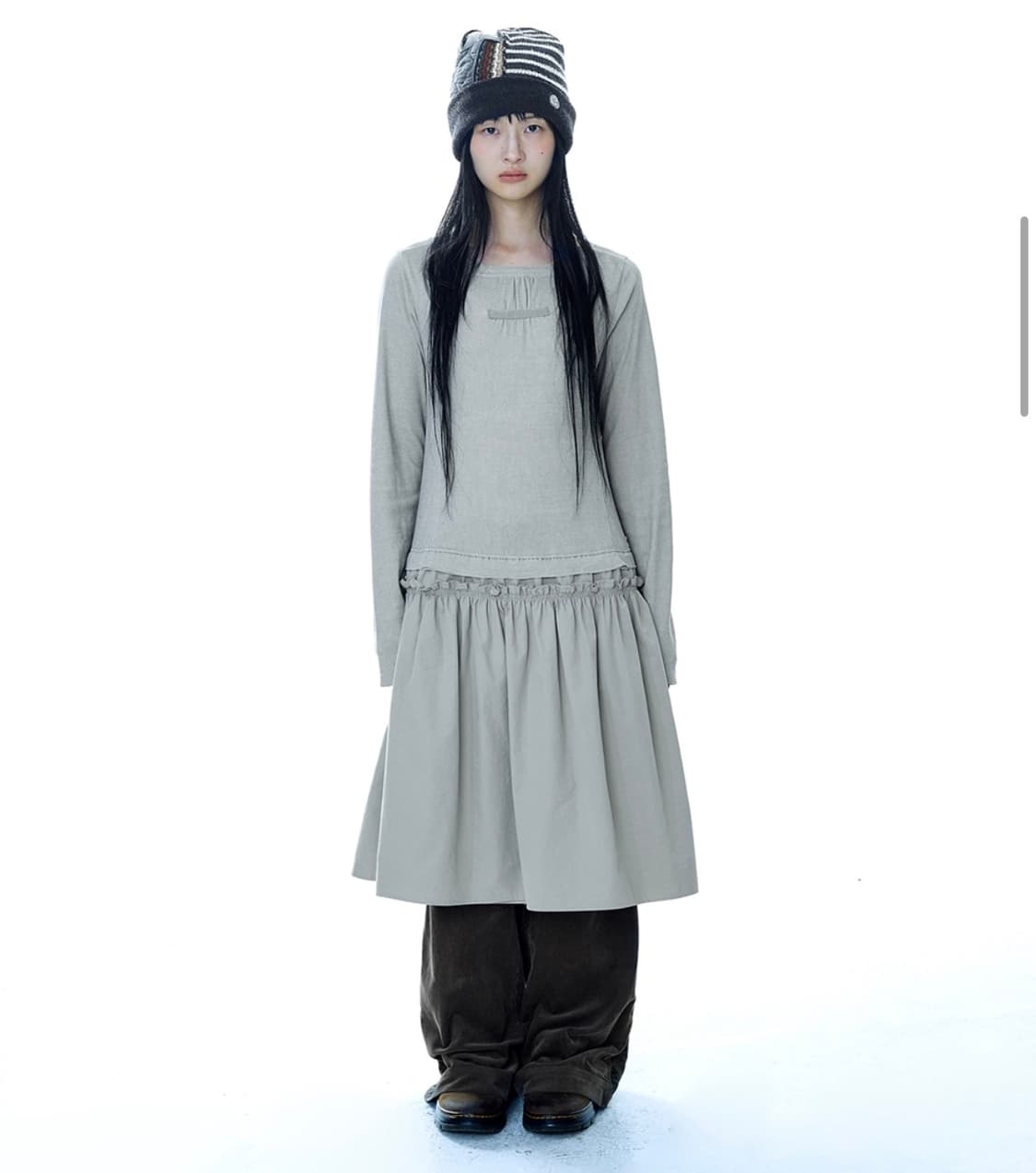 코이세이오 투웨이 셔링 원피스 라이트 카키  상품이미지2