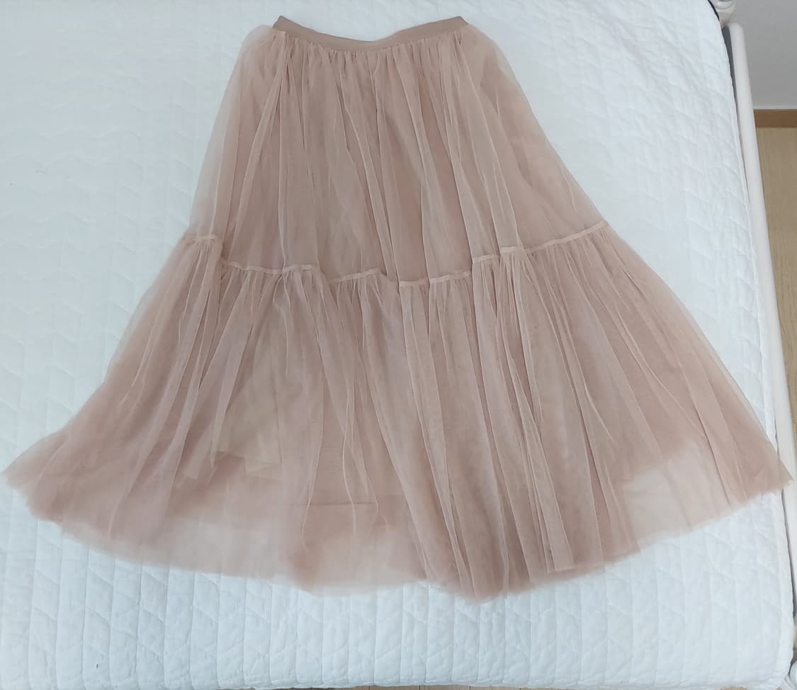 모리걸 핑크베이지 샤스커트 캉캉 롱스커트 상품이미지2