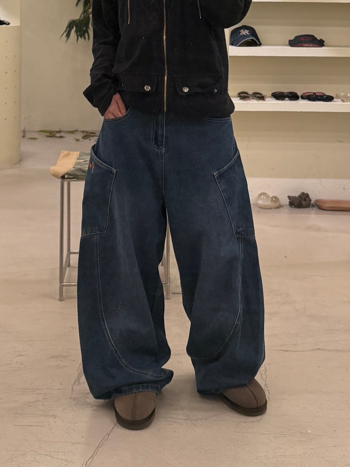 빈티지 벌룬핏 커브드 카고 데님 팬츠 U232 상품이미지1