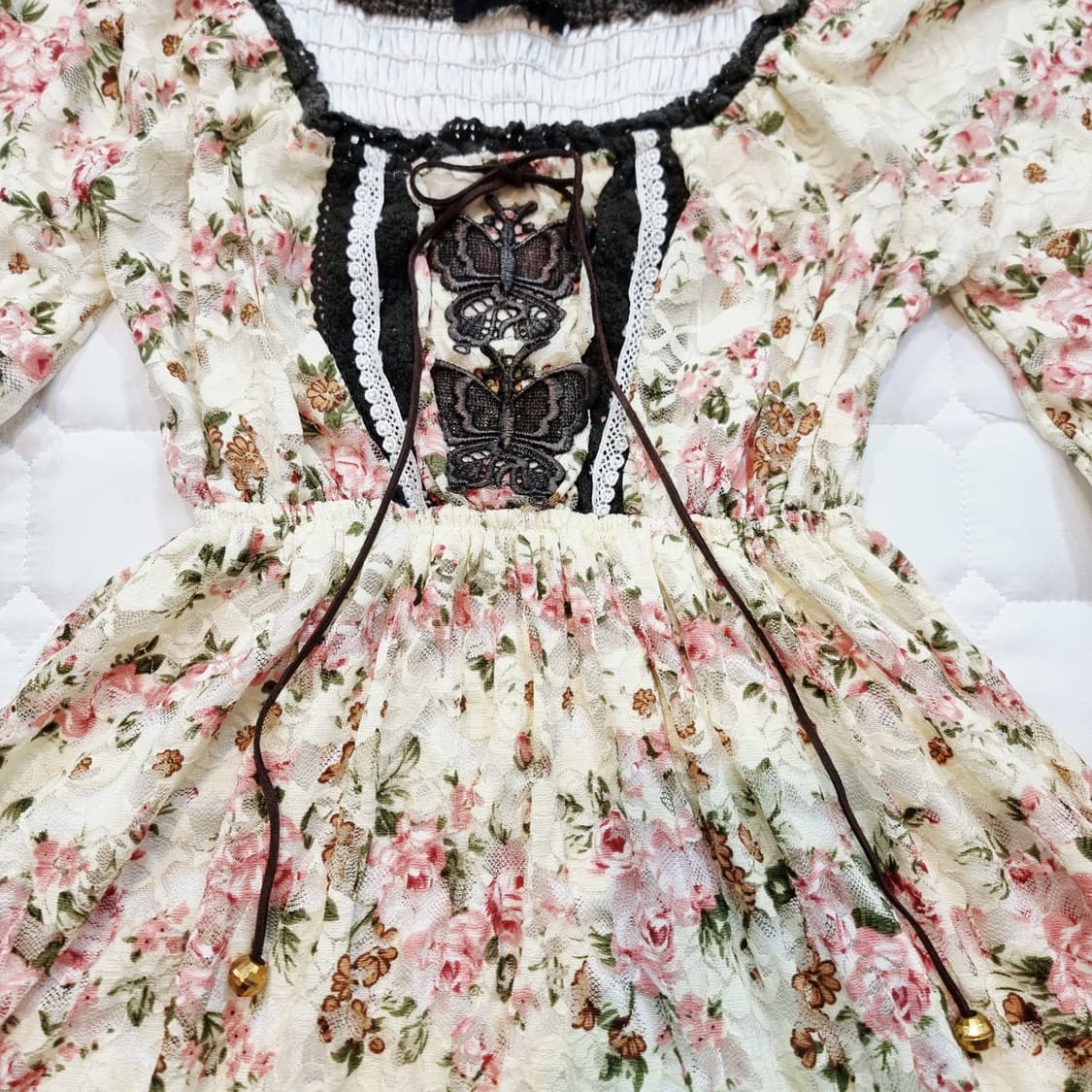 로즈 플로럴 레이스 프릴 원피스 상품이미지2