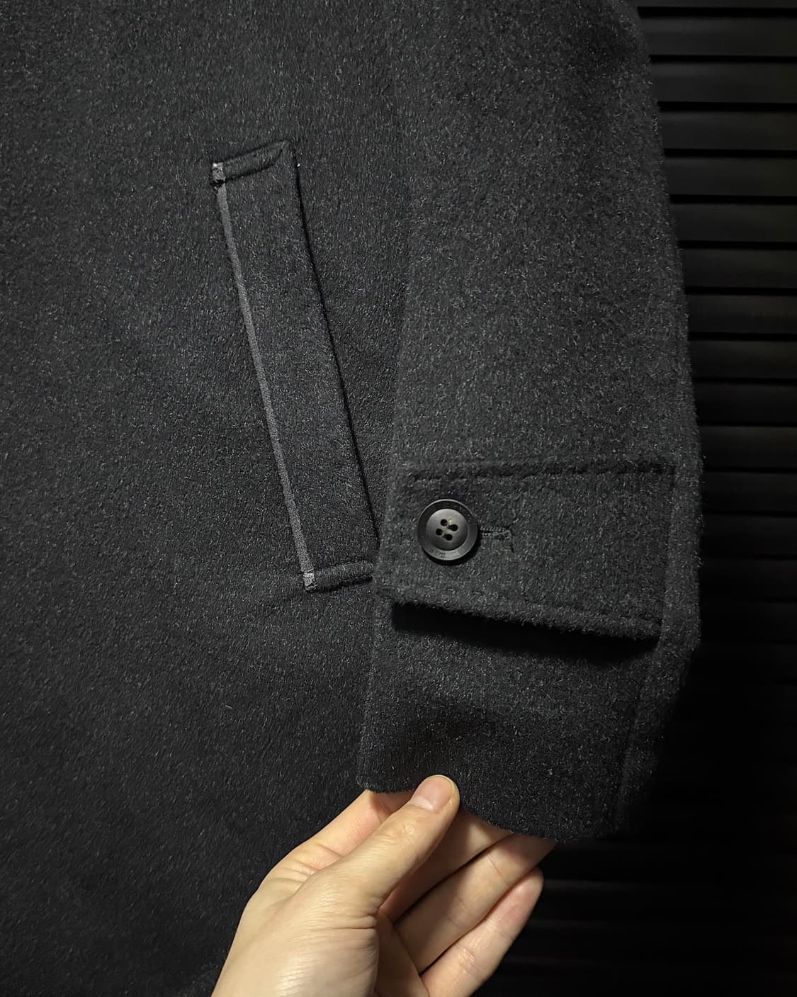 Mig 울 모 캐시미어 혼방 블랙 검정 숏 코트 95 m 카라 발마칸 상품이미지5