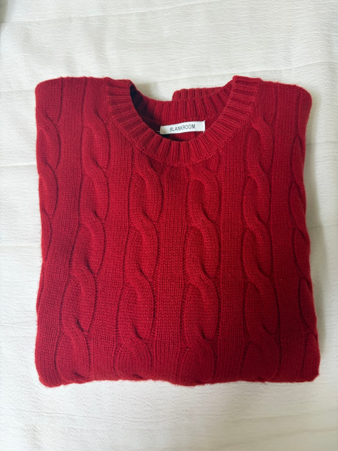 블랭크룸 울 케이블 니트 레드 1사이즈 상품이미지4