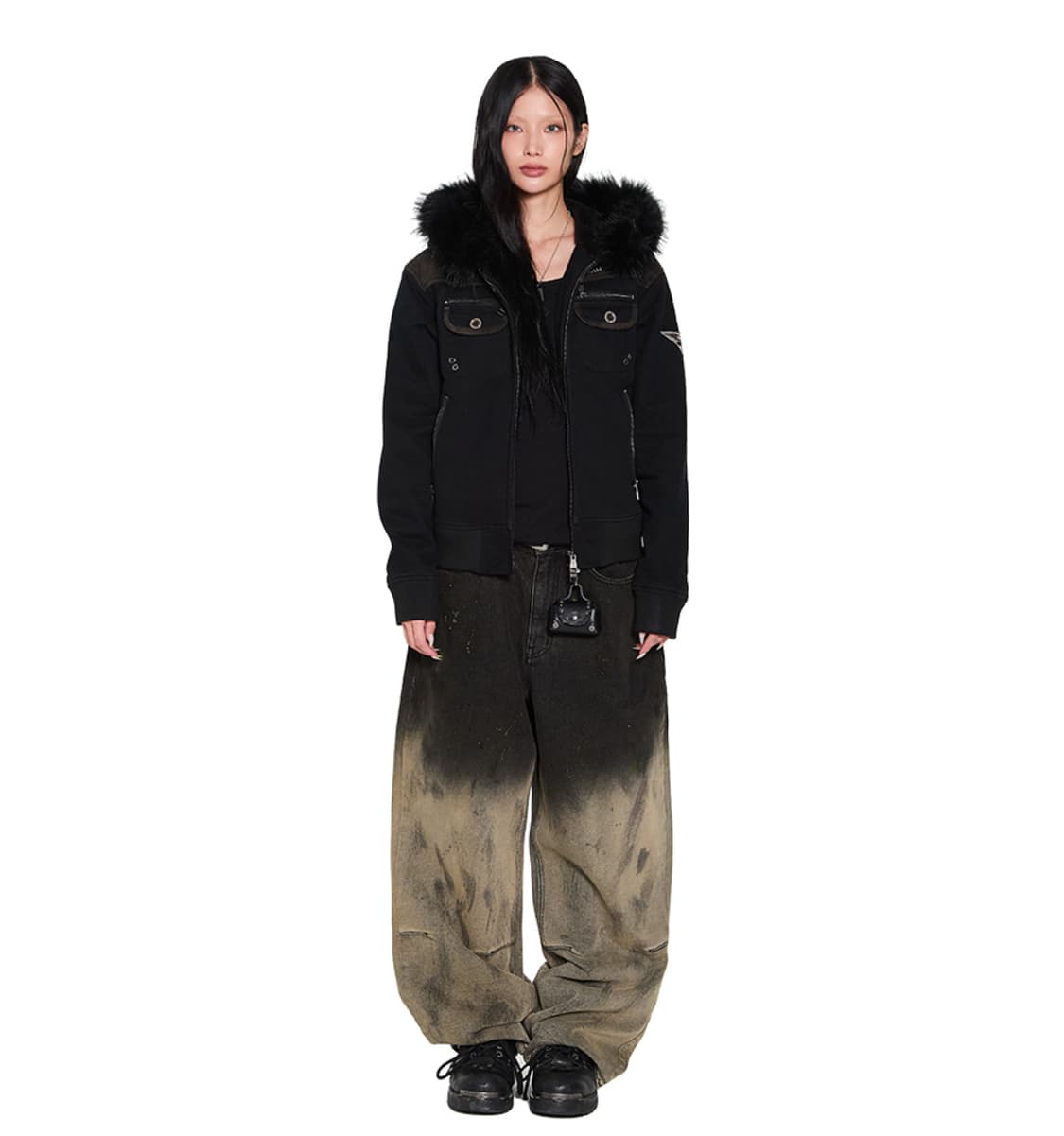 아캄 Fur Camo Contrast Jacket (Black) 퍼자켓 상품이미지3