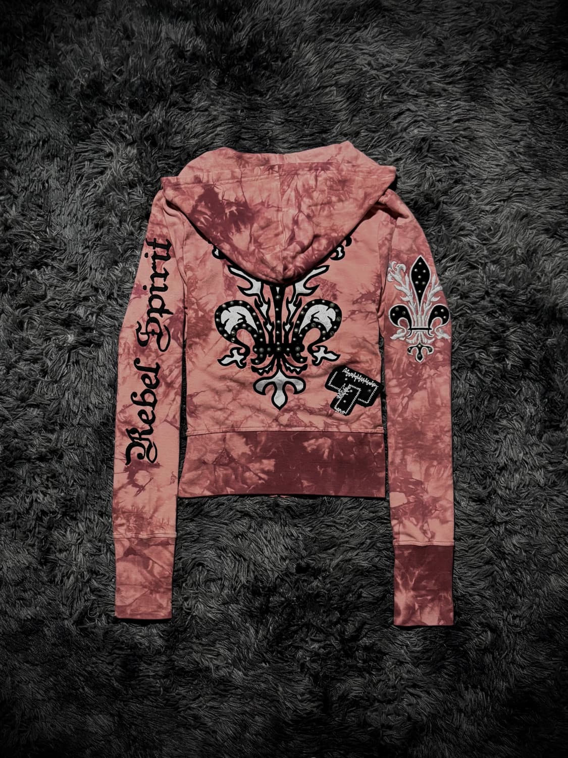 Rebel Spirit 플뢰르 드 리스 프린팅 레드 타이다이 후드집업 상품이미지2