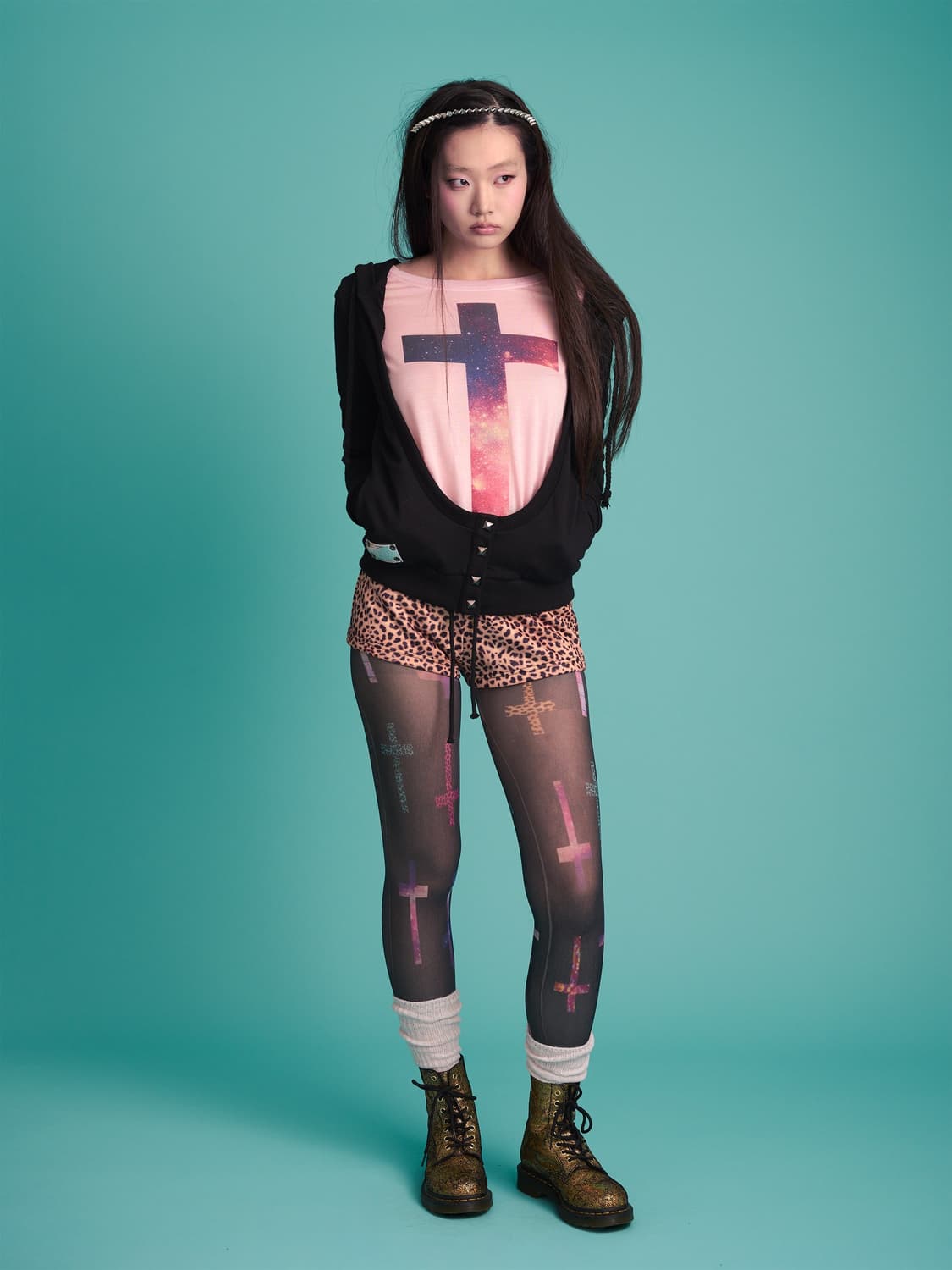 igusa 크로스 프린트 탑 상품이미지2