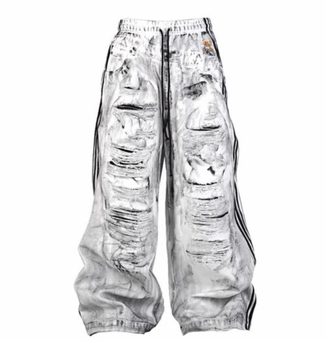 KUAS Fake Two-Waist Ripped Baggy Pants 상품이미지1