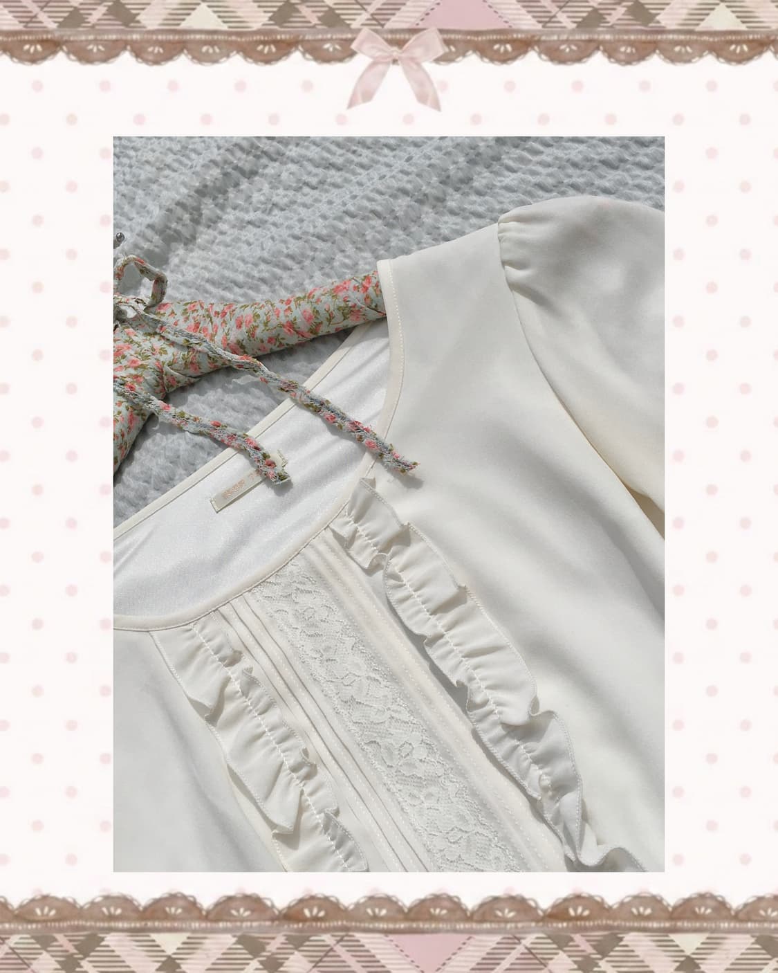 레스트로즈 러플 긴팔 블라우스 상품이미지3