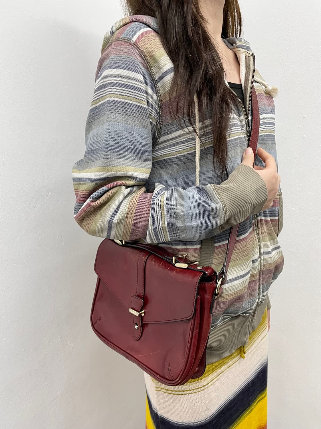 마시모두띠 버건디 리얼레더 사첼백  상품이미지3