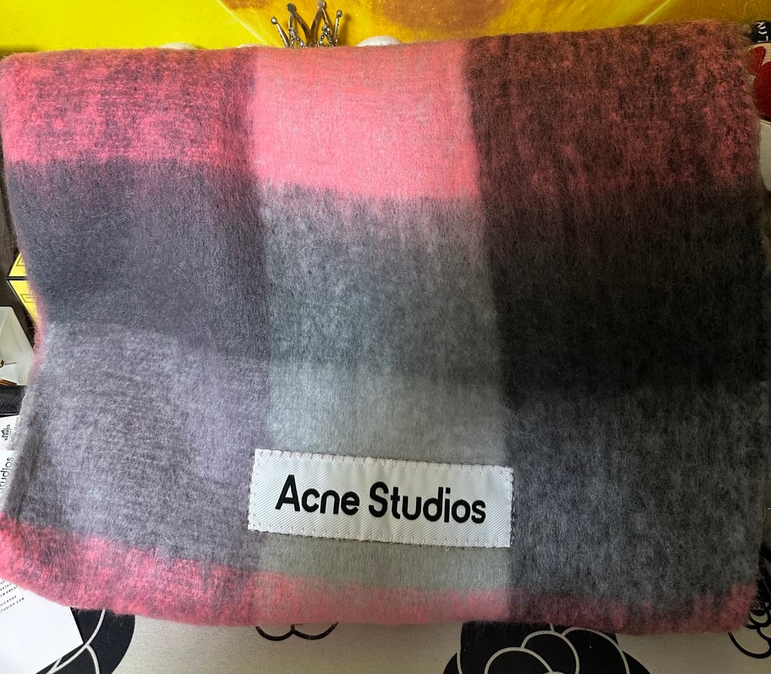 아크네 스튜디오 체크 모헤어울머플러 핑크/그레이 남여공용 상품이미지1