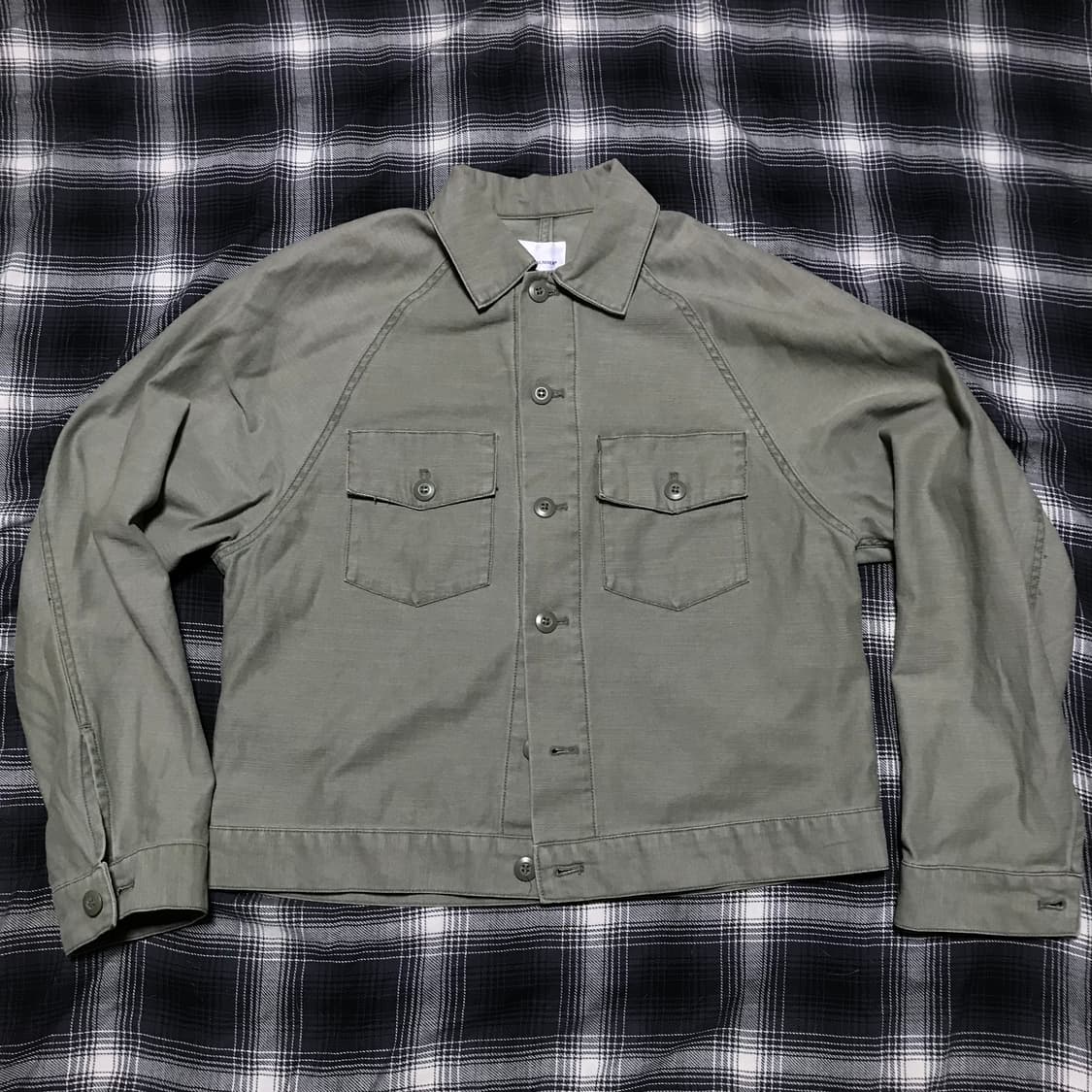 재팬 90-00s 백넘버 밀리터리 백사틴 트러커 셔츠 자켓 상품이미지1