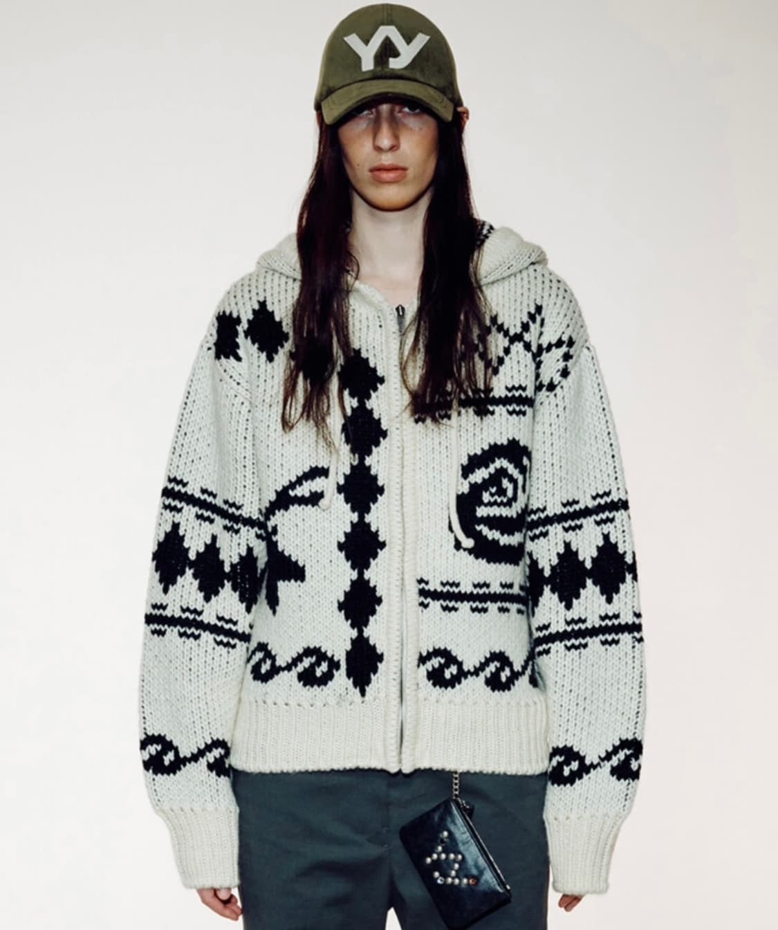 오픈와이와이 로즈앤디어 자카드 니트집업 사이즈 1 상품이미지2