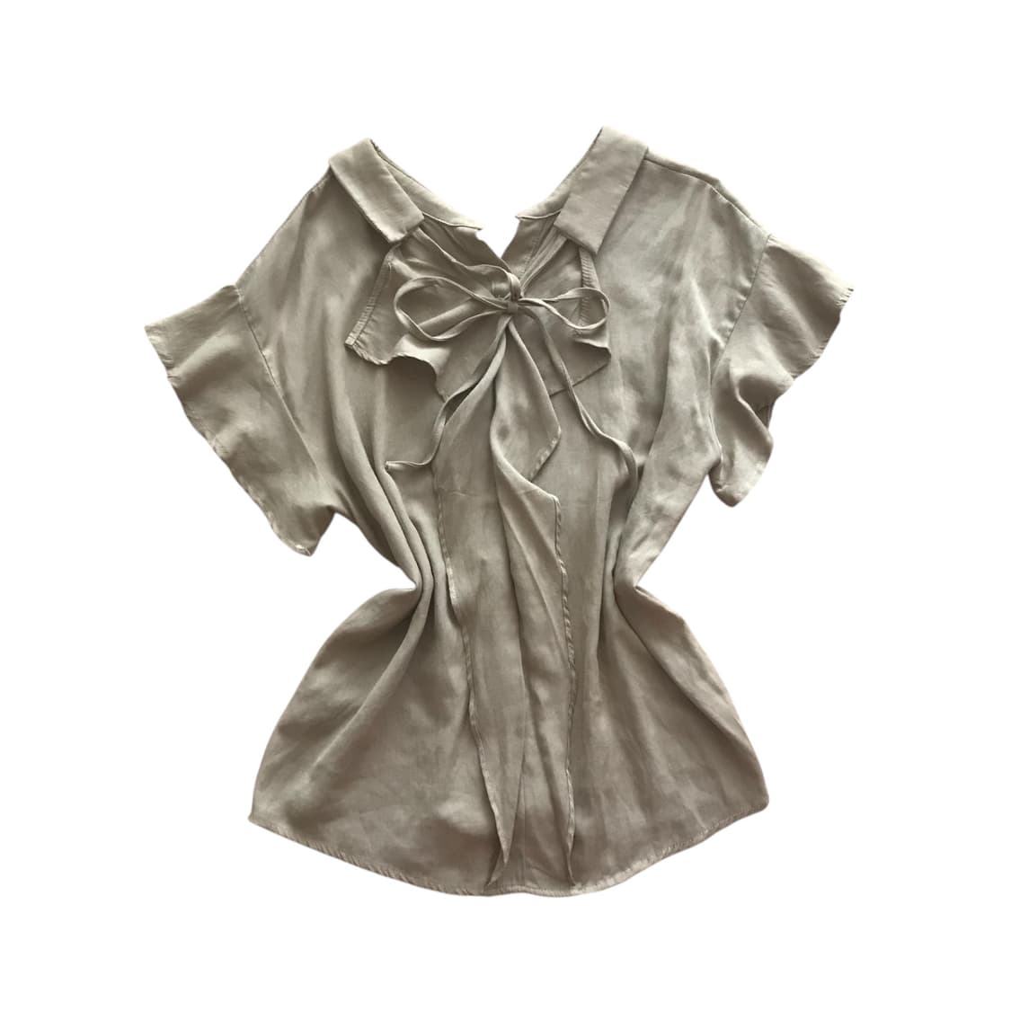 뒷 셔링 반팔 린넨 셔츠 상품이미지1