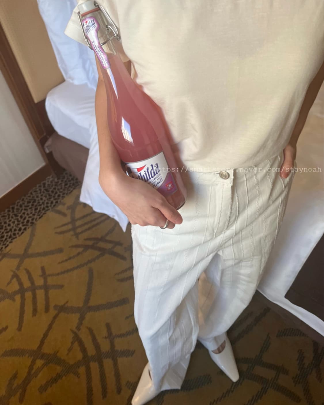 아르 arr 루트 팬츠 스트라이프 프린지 아이보리 s 상품이미지1