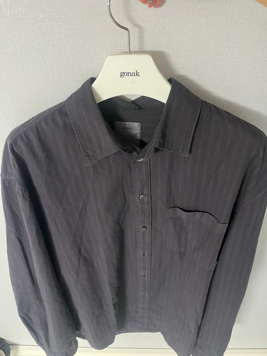 고낙 dyed glitch stripe shirt - 퍼플차콜 2(m) 상품이미지4