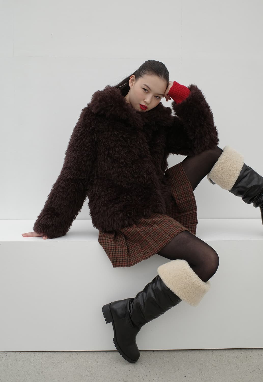 포니테일 ponytail shaggy 퍼 재킷 상품이미지3