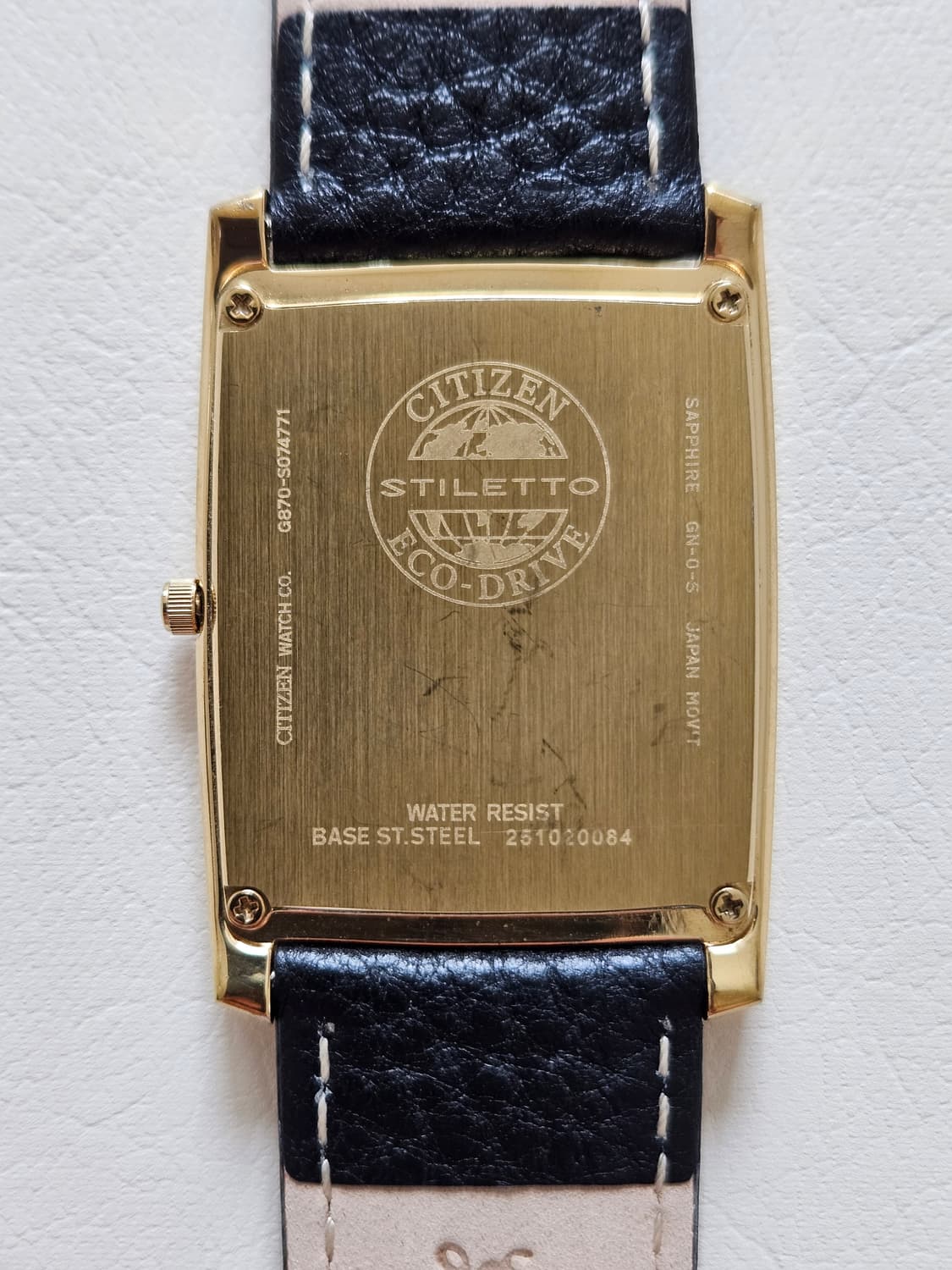 빈티지 시티즌 에코드라이브 사각 금장 가죽 시계 상품이미지8