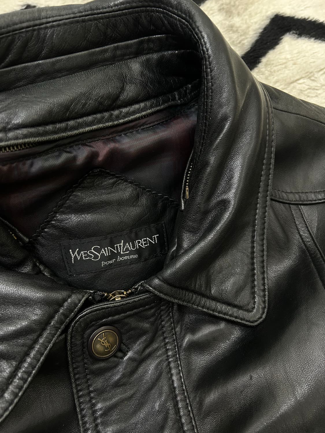 [실측XL]YSL 90s 빈티지 양가죽 사파리 자켓/블랙 상품이미지6