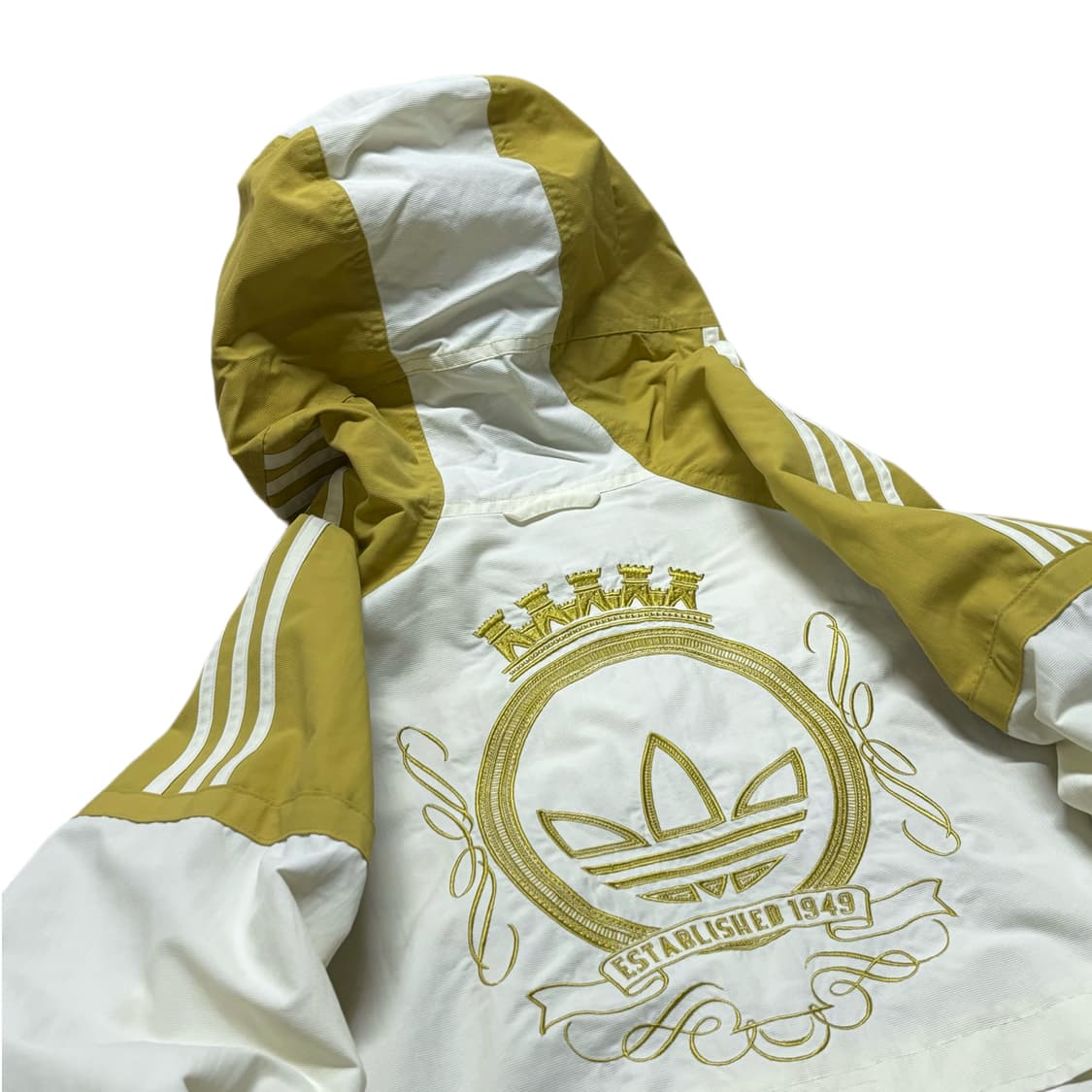 아디다스 올드스쿨 백로고 바람막이 화이트 골드 자켓 상품이미지6