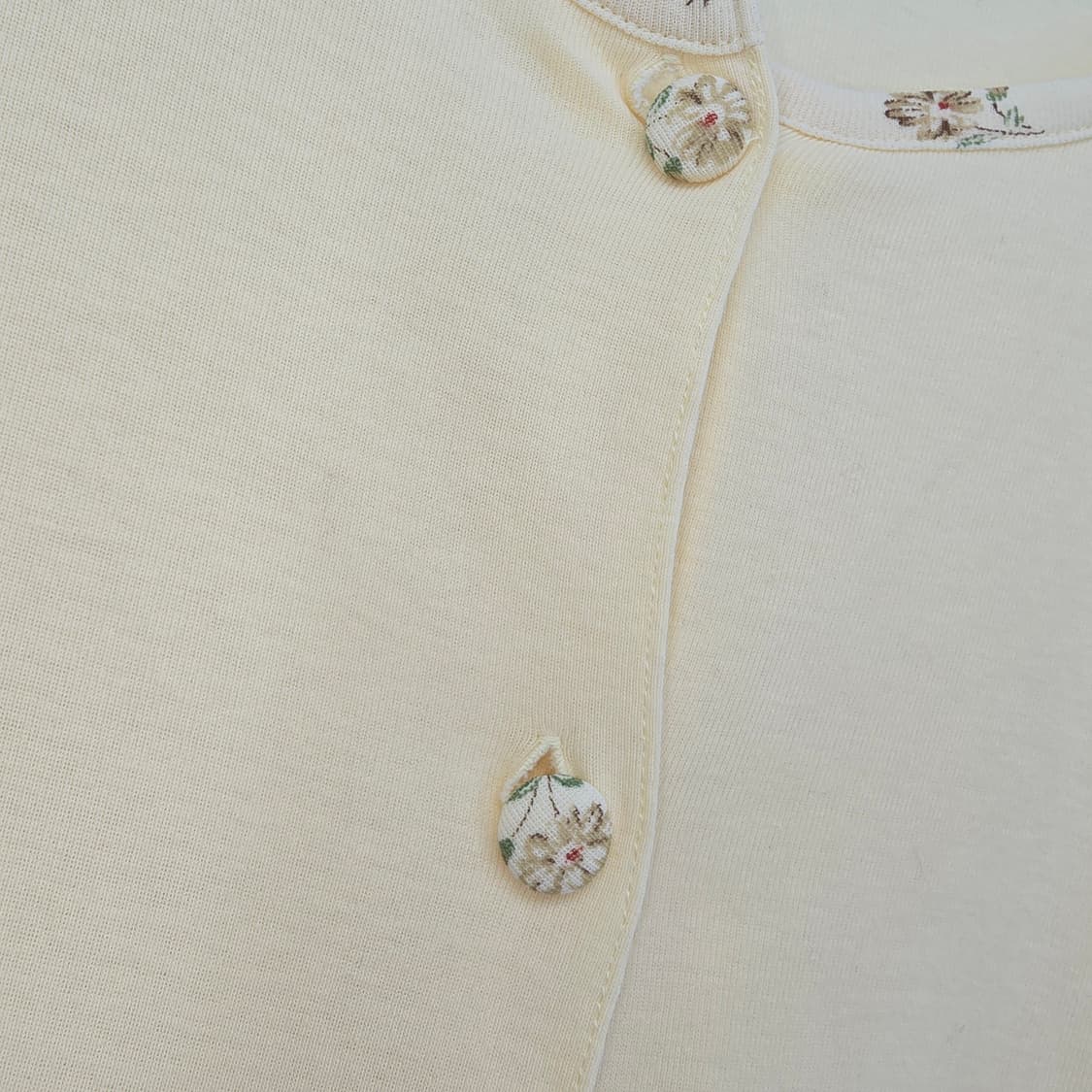 일본 빈티지 Avance 여성 반팔 가디건 옐로우 상품이미지4