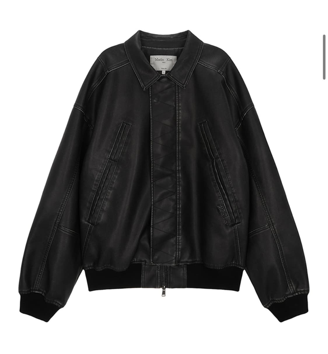 마뗑킴 백 프린팅 워시드 레더자켓 카키브라운 (S) 상품이미지1