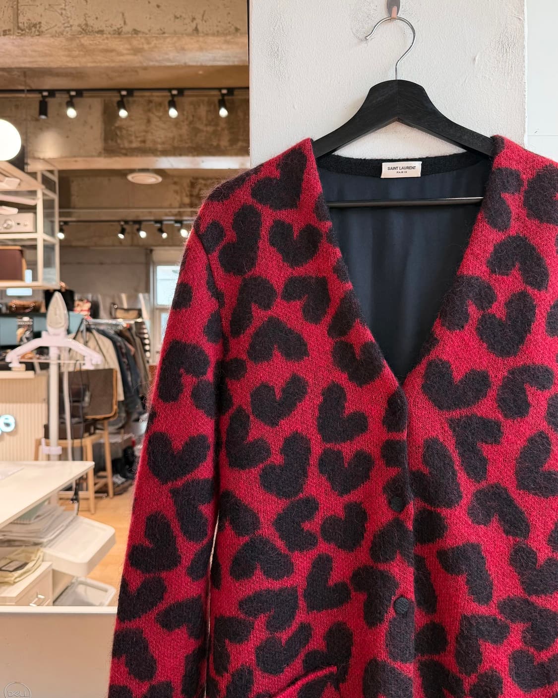 생로랑 레드 하트 레오파드 모헤어 가디건  상품이미지4