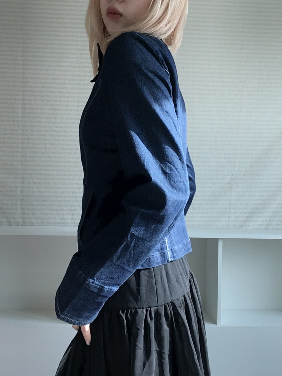 jpn vintage ribbon cubic denim zipup 상품이미지6