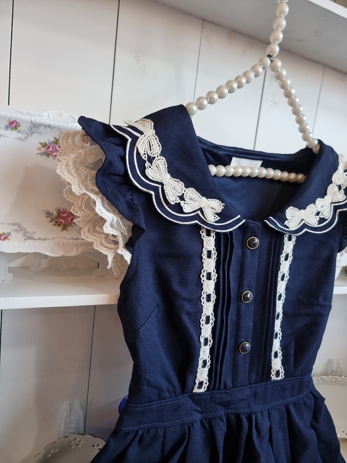 LIZ LISA, 리즈리사) 네이비 세일러 카라 레이스 원피스 상품이미지4