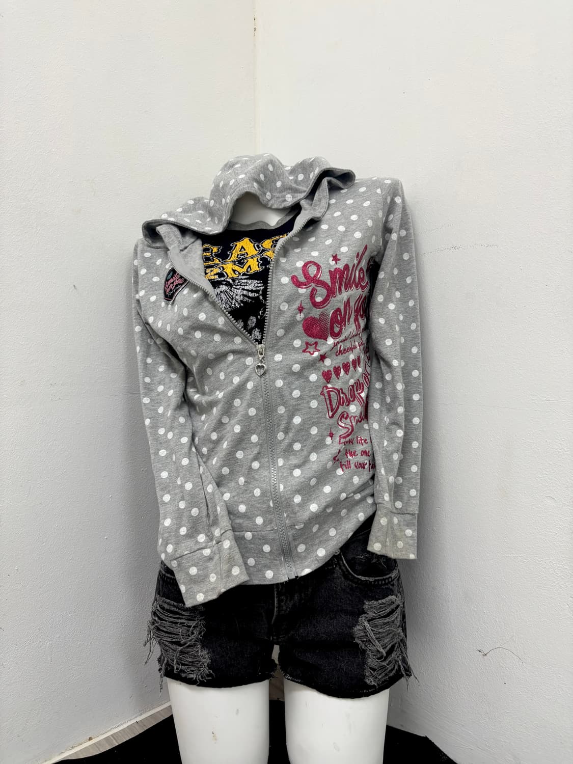 “Vintage” 00’s Mood Black Damaged Hot Pa 상품이미지8
