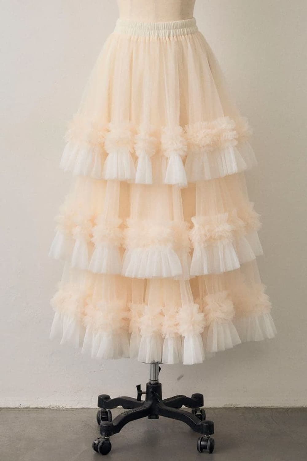 배색 프릴 티어드 밴딩 스커트 여성free 상품이미지5