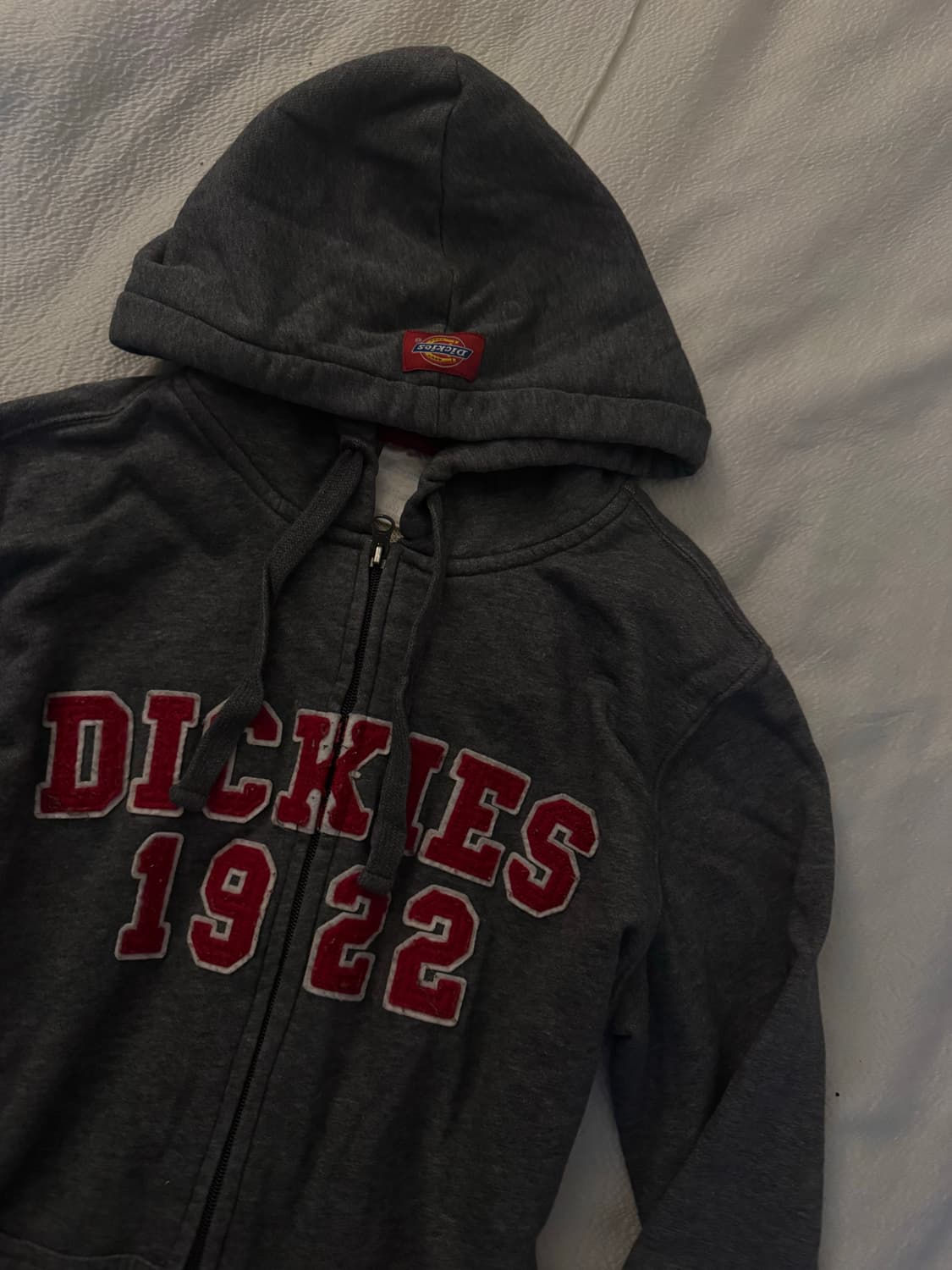디키즈 차콜 + 버건디패치 후드집업 상품이미지2