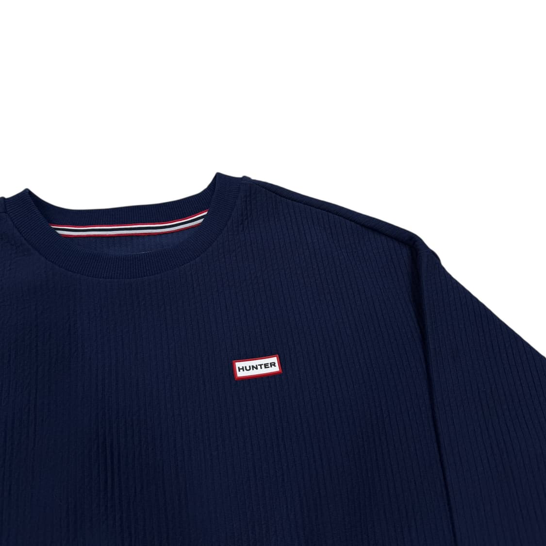 HUNTER 헌터 여성 스트라이프 인터로고 크루 스웨트셔츠 맨투맨 네이비 상품이미지2