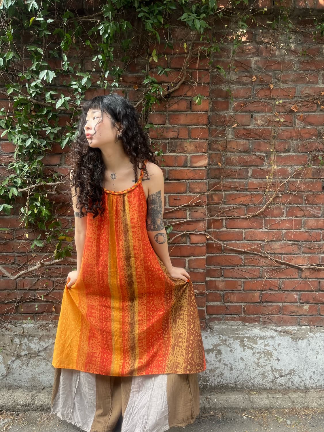 에스닉 히피 패턴 미디 원피스 상품이미지1